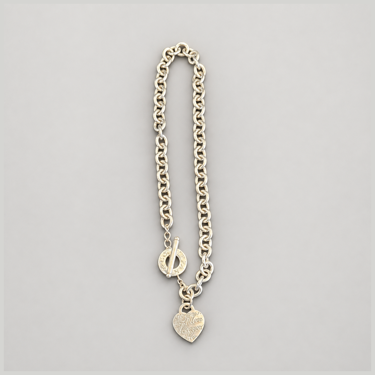 Tiffany & Co. .925 Sterling Silver Chain With "i Love You" Heart Pendant