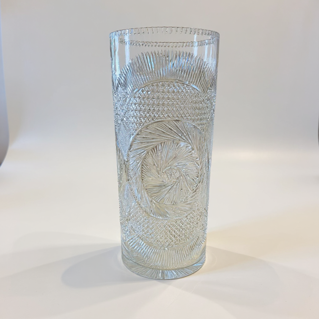 Umbrella Stand/Vase Cut Glass , Signed