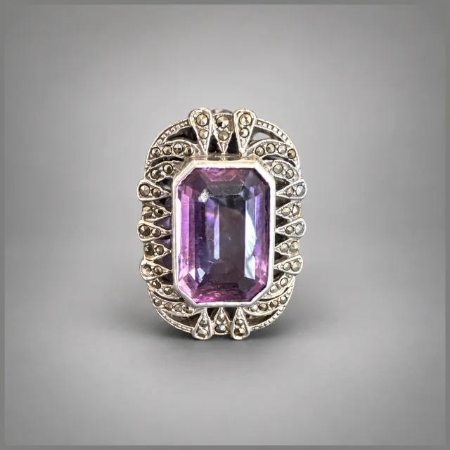 Spinel and Marcasite Ring .925