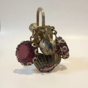 Clip on Earrings/Purple Glass