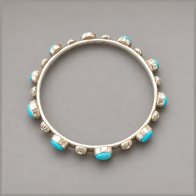 Sterling and Turquoise Bangle Bracelet