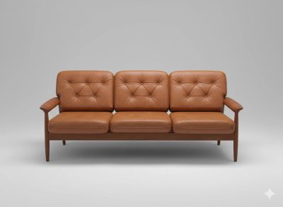 Mid Century Leather Couch