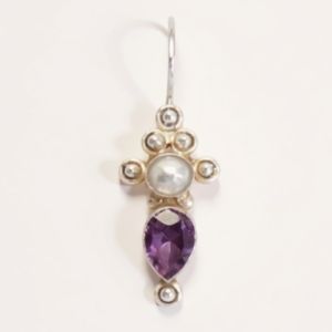 Artisan handcrafted earrings, amethyst 925