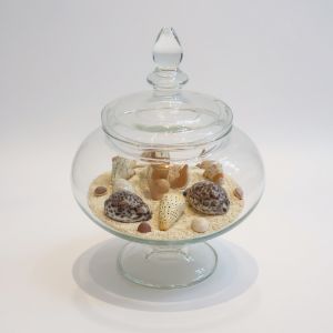 Glass jar with shells