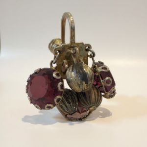 Clip on earrings/purple glass