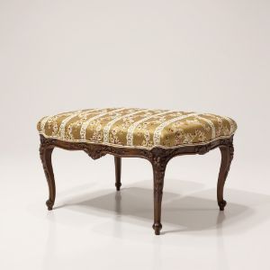 Silk French bench stool/floral and stripe