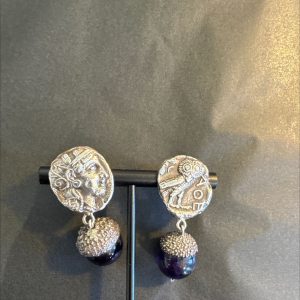 Athena and owl amethyst earrings