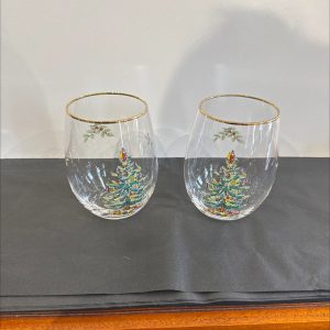 Christmas stemless wine glasses setof 2
