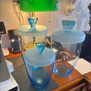 Blue Glass Apothecary Jars set of 3